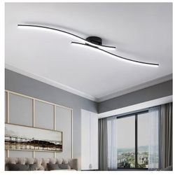 47.24inch Linear Ceiling Light Black Modern LED Ceiling Light Fixture 6000K Aluminum Long Ceiling Lamp for Hallway, Kitchen, Bedroom, Dining Room