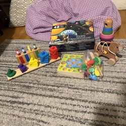 Set of Montessori toys and puzzles