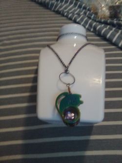 Rainbow necklace with rainbow cage and real Akoya farmed pearl