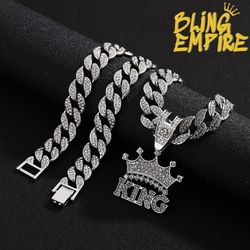 👑 Iced Out King Pendant – Gold & Silver Options 💎