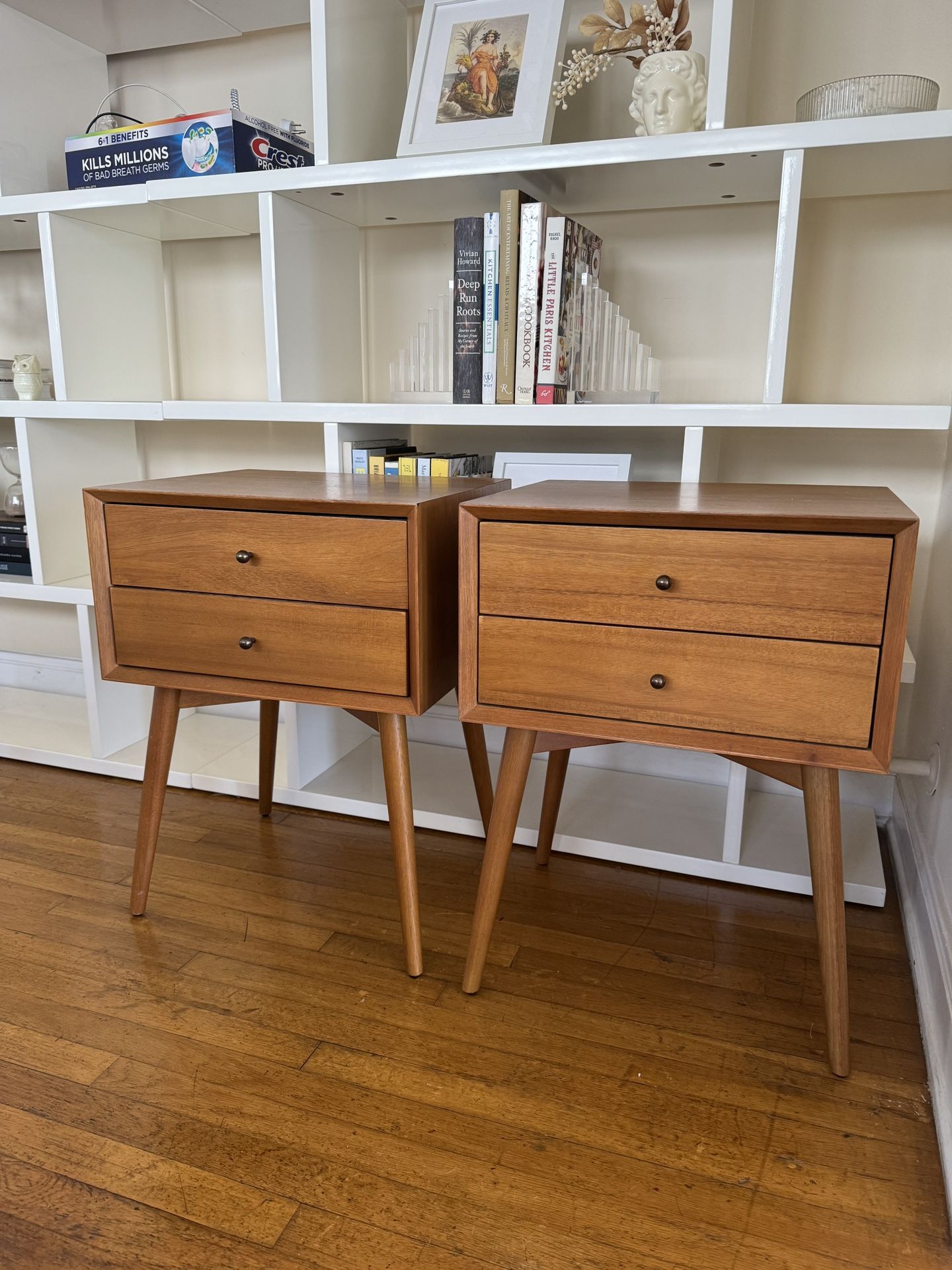 2 West Elm Nightstands - Mid Century Bedside Table Nightstand Bedroom Furniture Bed