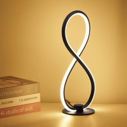 12.2 Inch Modern Black Touch Control Table Lamp, 3 Way Dimmable Bedside lamp for Nightstand, Living Room, Bedroom, Dorm, Small Led Lamp for Stylish Am