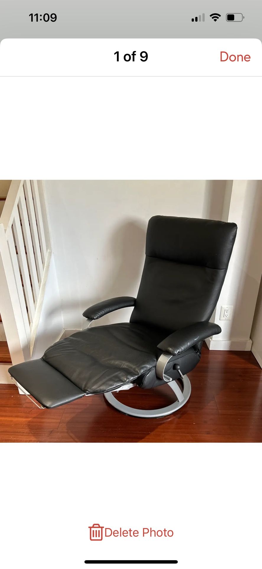 Percival Lafer Modern Leather Recliner Ergonomic Kiri Swivel Lounge Chair Brazil