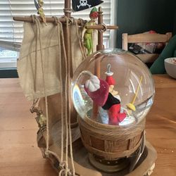 Disney Peter Pan Captain Hook Pirate Ship Showdown Snow Globe  w/ Music!