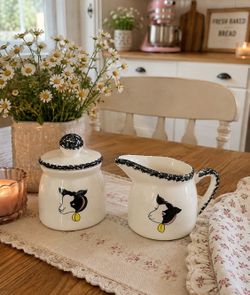 Farmhouse Vintage Cow Cream and Sugar Set