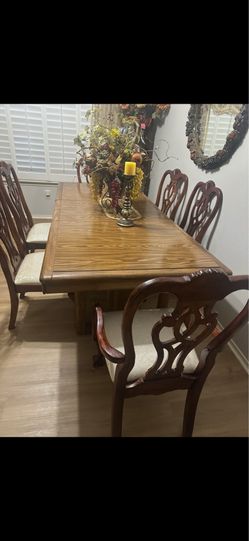 dining table 6 chairs two leaf