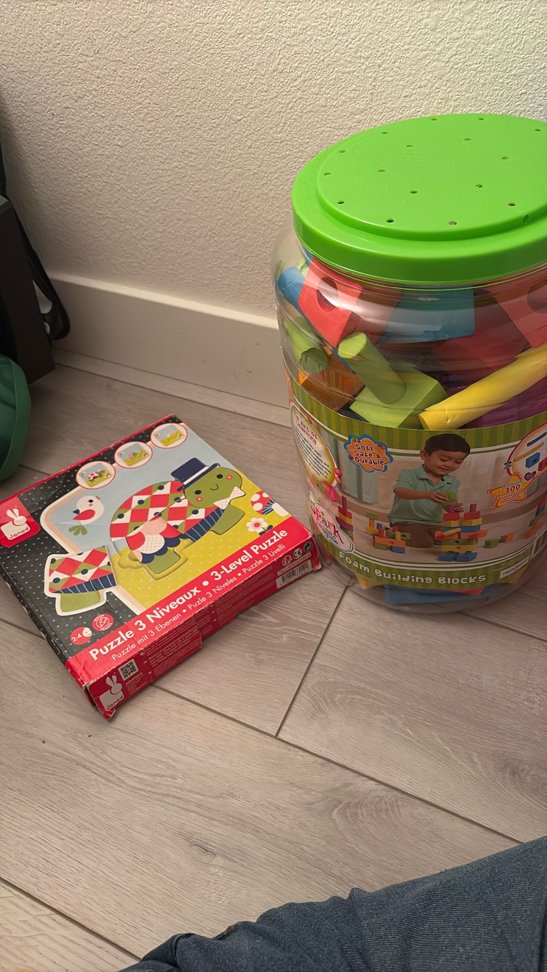 Wood Puzzle And Foam Blocks