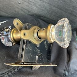 Antique Complete Cased Lock With Glass Handles 