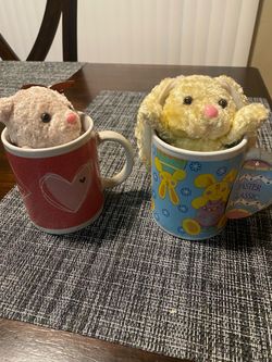 Set of 2 teddy mugs