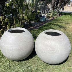 Large Sphere Concrete Pots- Big Ball Cement Planters $125 each