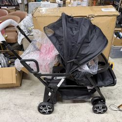 Sit and Stand Stroller, Foldable Double Stroller with Standing Platform, Adjustable