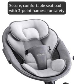 Larex Gray Baby Swing Adjustable Speeds, Music, Timer, Volume, 3-Point Harness