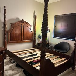 Mahogany Queen 4 Poster Bed And Nighstand 