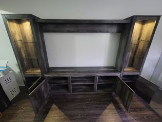 4 piece Entertainment Center TV Stand with Lights