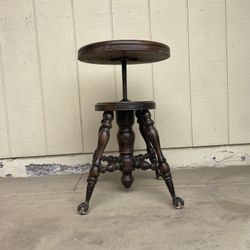 antique Adjustable Swivel Piano Stool with claw feet
