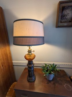 Amber Glass Hollywood Regency Lamp