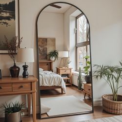 New Black Arched Oversized Full Length Standing Floor Mirror 78”x38”