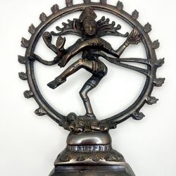 Vintage Hindu Supreme God Shiva Nataraja Statue 9”H Divine Dancer Solid Brass  Made In India  Pre-owned