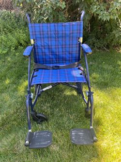 Drive Medical-Fly-Lite Lightweight Folding Transport Wheelchair with Swing-Away Footrests, Blue