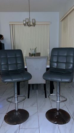 Set of 2 Gray Adjustable Bar Stools