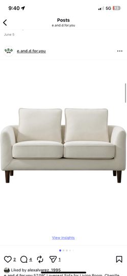 57.09” Loveseat Sofa for Living Room, Chenille Small Love Seat Couch with Removable Back and Seat Cushion, Mid Century Modern Furniture for Small Spac