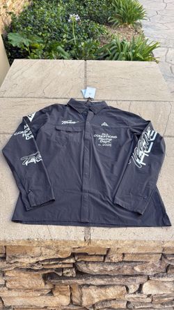 New Nike Acg Aireez racing dept long sleeve UV protection button up shirt black dark gray Men’s M Medium