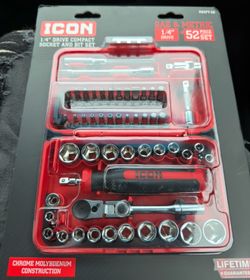 ICON 1/4 in. Drive Compact Socket and Bit Set, 52-Piece