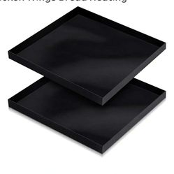 New 2 Pcs 13.5'' x 13.5'' x 1'' PTFE Solid Oven Basket, Cooking Oven Trays, Non stick Kitchen Cooking Basket, Black Baking Sheet, Trays for Accessorie