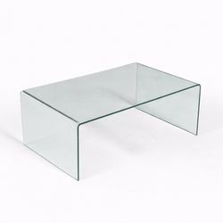 Vintage Post Modern Waterfall Glass Coffee Table, c.1980's - Delivery Available