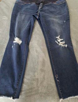 Maternity Jeans Dark Blue Distressed Women's