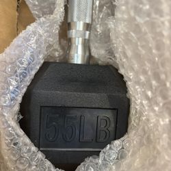  2x HEX Dumbbells 55lbs, Rubber Encased