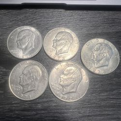 5 1(contact info removed) Eisenhower Silver Dollars. 