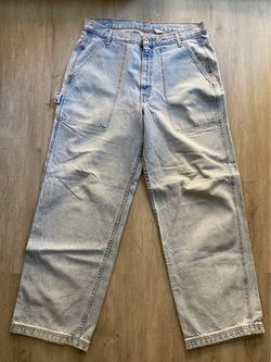 Vintage 90s Levis Dry Goods Jeans Mens 36x32 Light Wash Denim Fatigue Carpenter HAS A TEAR NEAR THE BACK POCKET AS SHOWN