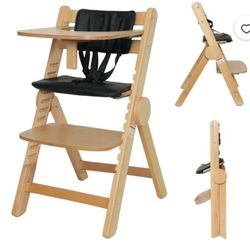 Toddler high chair foldable wood with dinning table 