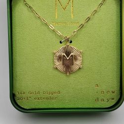 A New Day 14k Gold Dipped Disc Initial "M" Pendant Necklace 20+3".