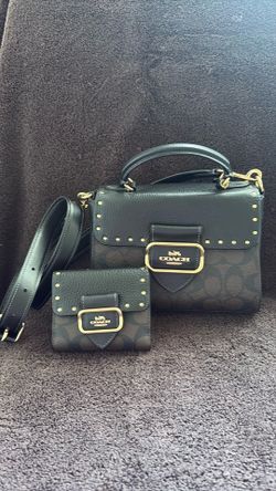 Coach signature crossbody and matching wallet black and brown