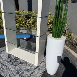 Beautiful White Bookshelf Glass Modern Decor Shelving Living Room Modern 