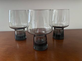 Vintage-Set of 3 Smoked Glass Footed Tumblers