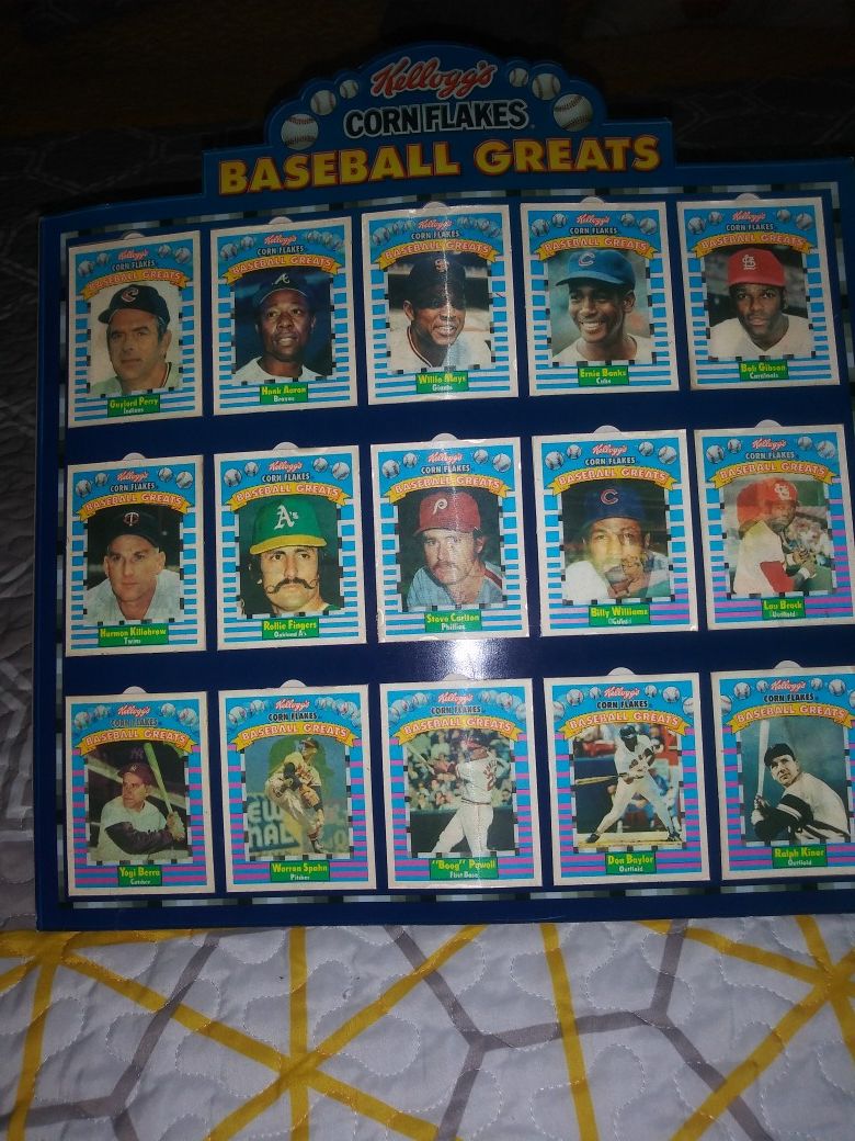 Kelloggs Cornflakes Baseball Greats set of 15 with original cardboard stand