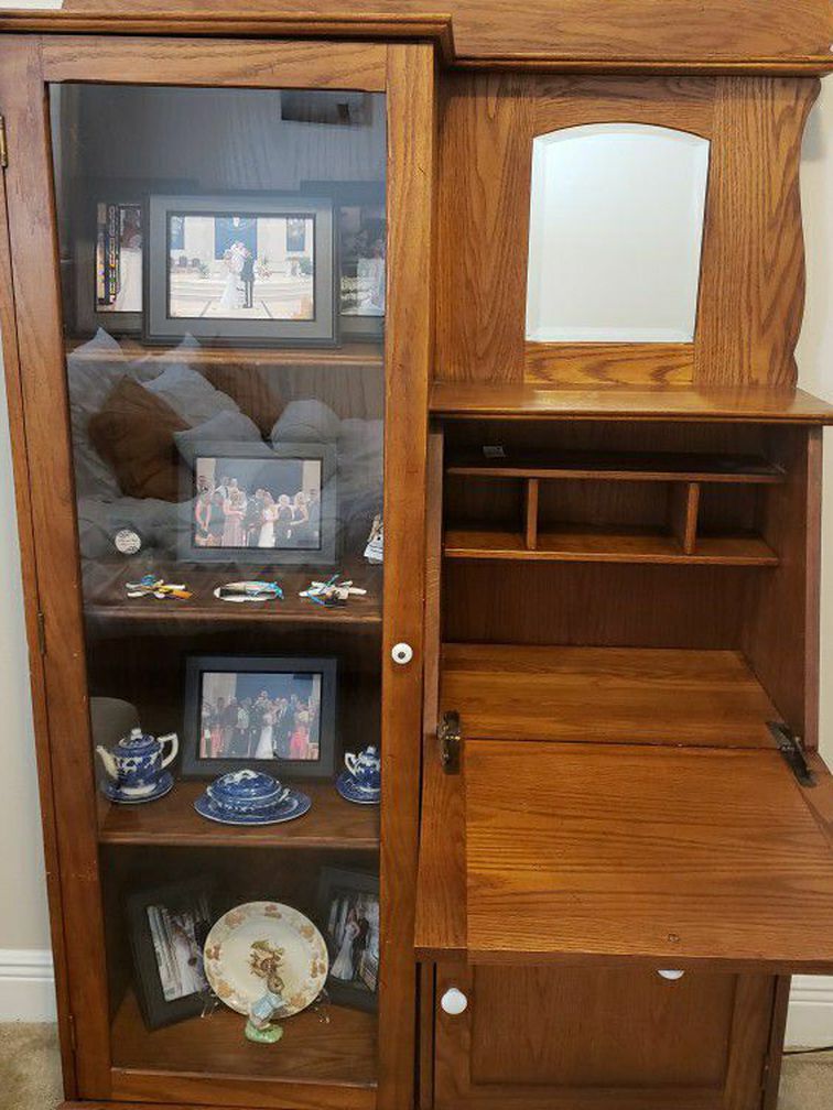 Antique side-by- side secretary desk & bookcase $100