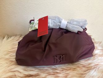 Badgley Mischka Burgundy Leather Clutch Bag