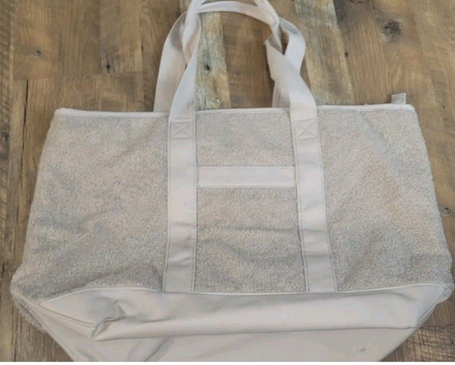 Old Navy Tote Bag Zipper Closure,Cloth Beige Color Size 13"×21
