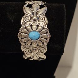 New Silver Turquoise Bangle Bracelet 