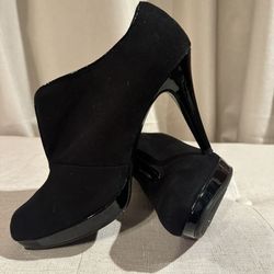 IMPO Tory Black Bootie Platform Pump Patent Heels