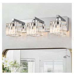 Orillia 19.7 in. 3-Light Chrome Bathroom Vanity Light with Crystal Shades