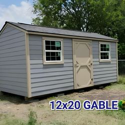 12x20 Gable /Storage Shell With 2 Double Glass Windows And 2 Interior Wood Shelves For Storage (Discription For More Info !) 