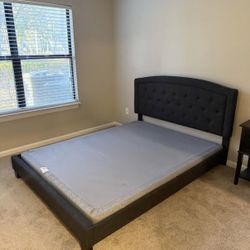 Gray Upholstered Bed Frame & Headboard — Barely Used Excellent Condition