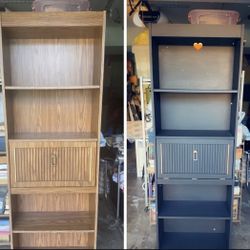 Black Accent Shelving, Unit Home, Decor, Living Room, Or Dining Room Furniture Shelving Unit Refurbished Before And After