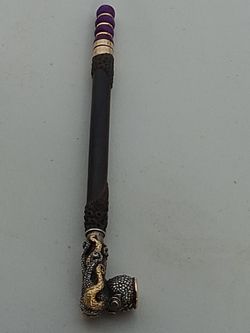 18k Solid Gold Pipe 24k Inlay On .999 Fine Silver