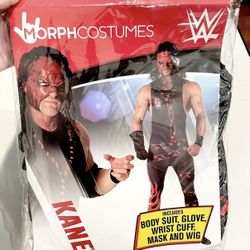 WWE Official Kane Wrestling Halloween Costume Morph Complete Set with Wig and Mask Mens Size Large